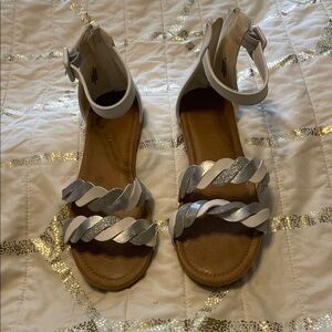 Tahari Kids' Sandals with White and Silver Braided Straps